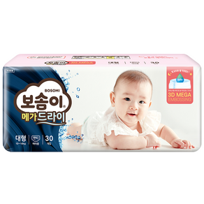 보솜이 메가드라이 팬티형 기저귀 여아용, 대형(L), 60매
