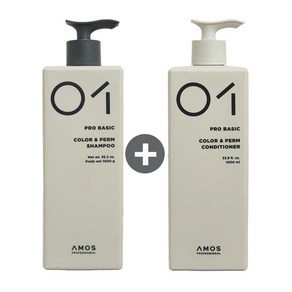 아모스 프로 베이직 칼라 앤 펌 샴푸 1000ml + 컨디셔너 1000ml 1set, 1개, 1L