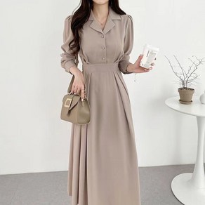 여성용 긴팔 A라인 플레어 하객룩 롱 원피스 One-piece dress D2937