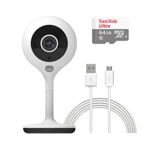 헤이홈 스마트 홈카메라 + SD카드 64GB + 케이블 3m 가정용 CCTV, GKW-IC054-KIT-02, 1개