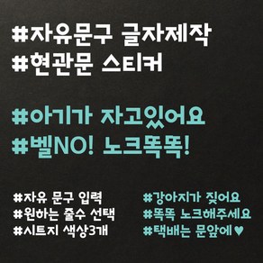 데이플레인 해시태그 자유문구 아기가자고있어요 전화번호 스티커, 화이트