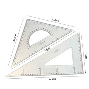 JINGHENG 큰사이즈 라지 다기능 투명 심플 삼각자 측량 제도 공사 건축물 가르치다 비닐 플라스틱 빅 트라이벌 고정밀도 계량기