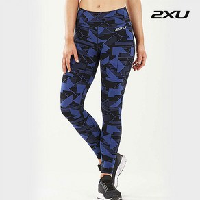 [2XU] 여성 프린트 피트니스 미드라이즈 컴프레션 레깅스_XULF272BLU