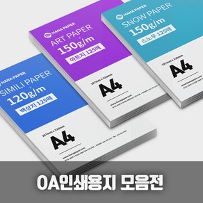 OA용지 A4 - 백상지 스노우지 아트지 레쟈크지 한지 크라프트지, A-백상지 120g A4 125매{P120}