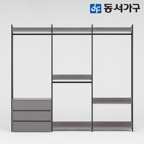 동서가구 팬타 포스코 스틸 시스템 드레스룸_2400 3단 서랍 행거 4colos DF643472, 그레이