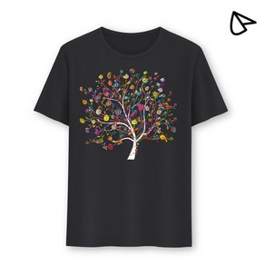 크래픽아트 반팔티셔츠 오버핏 빅사이즈 나무 그림 티셔츠 FLORAL TREE (Front)