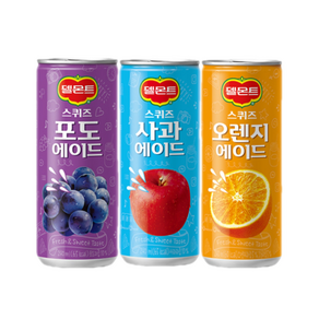 롯데칠성음료 롯데 델몬트 스퀴즈 사과 오렌지 포도 240ml 3종 30캔