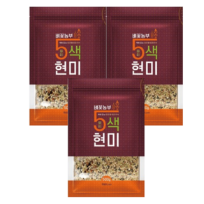 국내산 오색현미, 3개, 500g