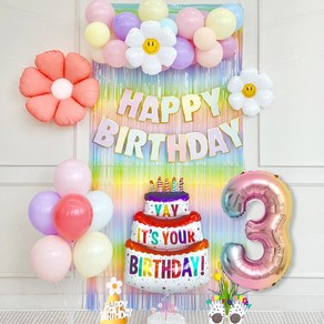 연지마켓 마카롱 풍선 생일 가랜드 케이크 데이지 파티 커튼 세트