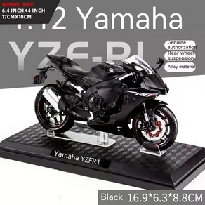 야마하 YZF-R1 1/12 오토바이 바이크 다이캐스트 모델 모형 피규어, BLACK, 1개