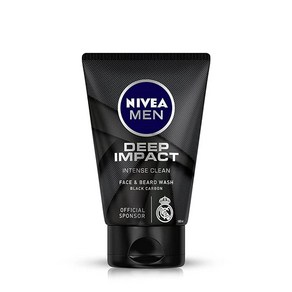 Nivea 남성용 딥 임팩트 인텐스 클린 페이스 앤 비어드 워시 - 블랙 카본 100ml (3.3온스)