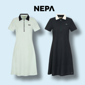 (국내정식매장)NEPA 카라 A라인 원피스 VU071813 반집업 슬림핏 냉감 피케 반팔 골프 드레스