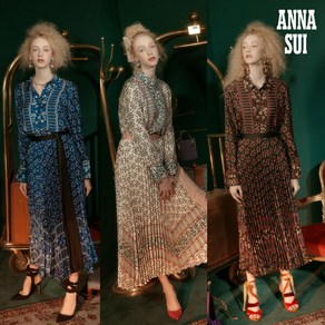 안나수이(ANNA SUI) 판타지아 실크 블렌딩 셔츠+플리츠 스커트 셋업 2종