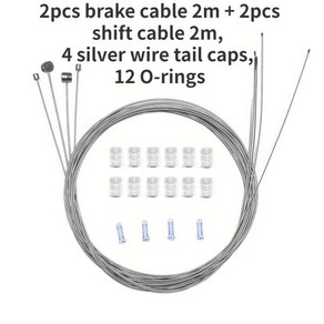 자전거 브레이크 케이블 세트 스테인레스 스틸 시프트 와이어 MTB 도로 내부 엔드 캡 포함 2m 길이 4, 01 mix bake cable set