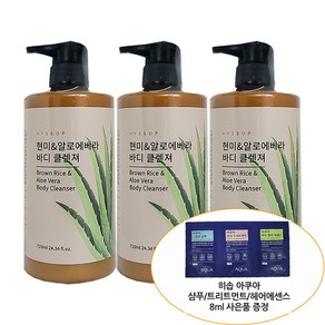 히솝 현미&알로에 베라 바디 클렌져 사은품증정, 3개, 720ml