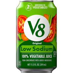 V8 Low Sodium Oiginal 100% Vegetable Juice 11.5 fl oz Can V8 저염 오리지널 100% 야채 주스 11.5fl oz 캔, 341ml