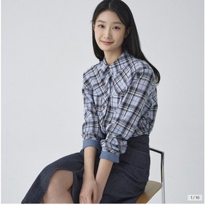 [지센] 파격할인 여성 린넨혼방 체크프린트 블라우스 LCWSO224
