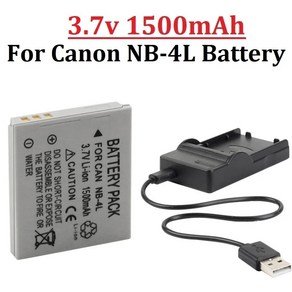 NB4L 카메라 배터리 IXUS 30 40 50 55 60 65 80 100 파워샷 SD1000 1100 L10 NB4L 배터리 NB 4L 1500mAh, 4.4PCS, 4개