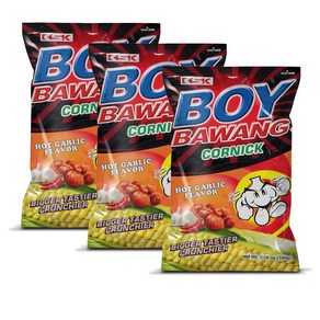 Boy Bawang Conick Hot Galic - Cispy Tasty & Gl Boy Bawang Conick 핫 마늘 - 바삭하고 맛있고 글루튼 프리 옥수수 견과, 1, 100g, 3개