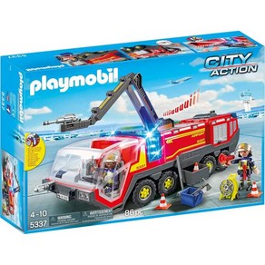 Playmobil 조명 및 사운드 빌딩이 설치된 플레이모빌 공항 소방차, 1개