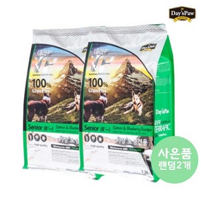 [데이스포] [펫 파라다이스]데이스포 테라픽 노령견전용(시니어) 1.36kg*2개 + [사은품증정] 알파독 사사미(180g) 16종 랜덤 2개증정 사료+간식, 1.36kg, 오리