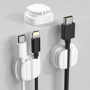 쥬롬 3in1 usb 충전 케이블 선 정리 홀더 3p, 화이트, 3개