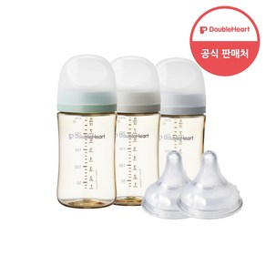 더블하트 모유실감 3세대 PPSU 모먼트 트리플팩 240ml+젖꼭지(2입), 트리플팩 (새벽그레이&오후의베이지&지금그린), 3세대 젖꼭지L, 1개