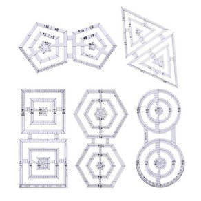 5 조각 크리 에이 티브 아크릴 트윈 눈금자 패치 워크 퀼트 눈금자 이중 육각형, 멀티, 5개