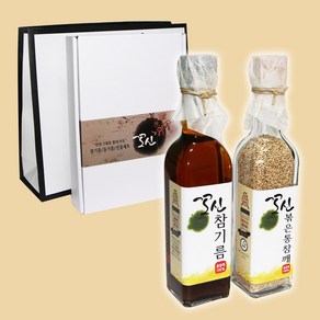 꼬신 통참깨100% 참기름250ml+복음참깨125g 고급선물세트