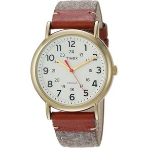 Timex Male 남성용시계 캐주얼시계 티멕스 남녀공용 TW2R42100프로 내츄럴위켄더 38 Tan/브라운 Baun/크림 원단/가죽 스트랩 시계