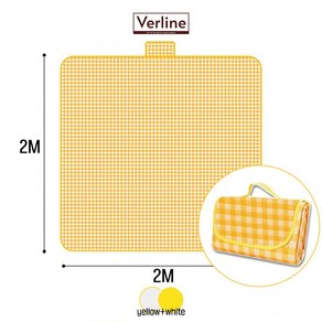 버라인 한강 캠핑 야외 접이식 대형 방수 돗자리 피크닉매트, 대(200cm x 200cm), 화이트+옐로우