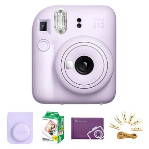 인스탁스 즉석카메라 instax mini 12 라일락 퍼플 + 전용케이스 + 미니필름 20장 + 미니앨범 + 포토라인, 1세트