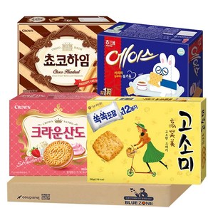 [블루존] 대용량 과자 간식 세트 (고소미+쵸코하임+에이스+크라운 산도 딸기), 1개