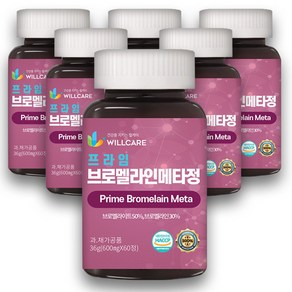 윌케어 프라임 브로멜라인 메타정 퀘르세틴 분해 효소 HACCP 식약처인증 600mg, 6개, 60정