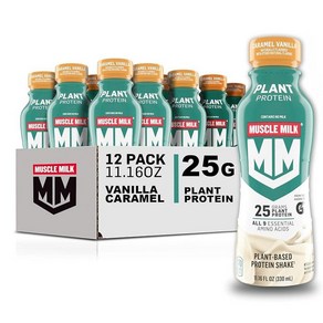 Muscle Milk 식물 기반 단백질 쉐이크 초콜릿 300ml11.16온스 12개 팩 157432, 바닐라 캐러멜, 300ml