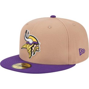 뉴에라 남성용 태닝 NFL 로고 메인 59FIFTY 핏 모자, 7 7/8, Minnesota Vikings/ Tan, 1개