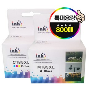 삼성 대용량 검정+컬러 세트 INK-M185+C185 XL SL-J1680 J1683 J1685 J1780W J1780DW J1785W 재생잉크, 1세트