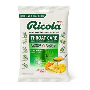 Ricola 리콜라 Max Thoat Cae 허니 레몬 캔디 사탕 34개입 4팩, 4개