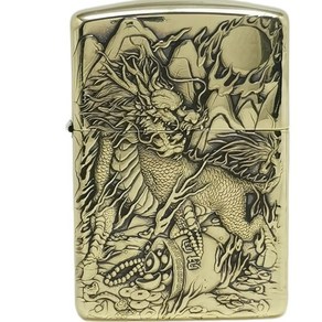 원래 Zippo Scopion 순수 구리 갑옷 양면 구호 야수 불꽃 기린 바람 등유 보물 라이터 남성