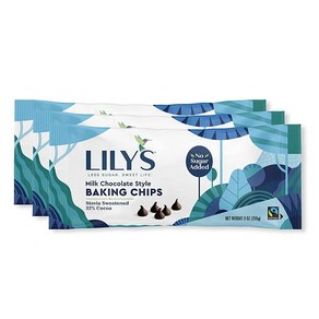 Lily's Sweets 밀크 초콜릿 스타일 베이킹 칩  스테비아로 제작 설탕 무첨가 저탄수화물 케토 친화적 32% 코코아 공정 무역 글루텐 프리 및 GMO 성분 255., 1개, 255g