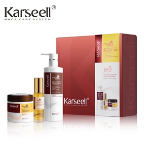 KARSEELL 카르셀 케라셀 콜라겐 헤어 트리트먼트 딥 리페어 컨디셔닝 아르간 오일 마스크 샴푸 건조한 손상 모발용 3 개 세트, 3개