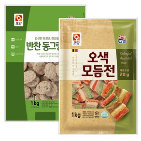 [퀴클리몰] 사조오양 반찬 동그랑땡 1kg + 오색모듬전1kg (20g), 2개