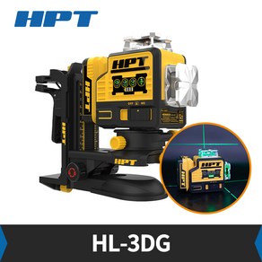 사은품 증정 HPT 3D HL-3DG 그린 6배밝기 독일 정품 오슬람 다이오드 레이저레벨기 세트 디월트 12V 배터리 호환 레이저수평 조적 인테리어 가구 싱크 타일 DCE089, 1개