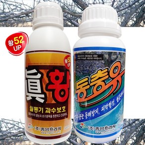 기계유제 동충유 유황 비료 진황 500ml 액비 +계량컵 식물푯말세트 겨울 봄 월동 과수 나무 동해 방지 영양제 냉해 농작물 꽃눈 새순 병해충 방제 거름 텃밭 사과 배 복숭아, 1개