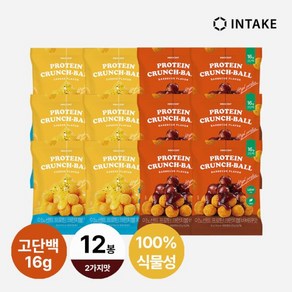 [인테이크] 이노센트 프로틴 크런치볼 40g 12개, 맛:체다6봉+바베큐6봉