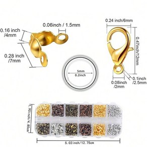 악세사리 만들기 재료 (랍스터고리 오링 올챙이캡 ), 12칸 혼합, 1세트