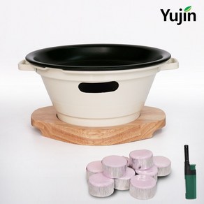 미니화로 풀세트 고체연료 20g x 10개+우드받침대+점화기 가정용 감성 1인 2인 개인 화로대 그릴, 1세트