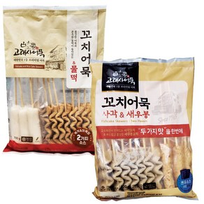 고래사 꼬치어묵 새우봉 920G + 꼬치어묵 물떡 700G [아이스박스] + 더메이런알콜티슈, 2개