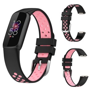 핏빗럭스 Fitbit Luxe 스트랩 스포츠 밴드 우레탄 시계줄 블랙핑크, 1개