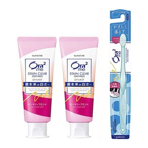 [세트]Oa2 오라투 미 스텐 클리어 치약130g (복숭아향)2개+칫솔세트, 2개, 130g